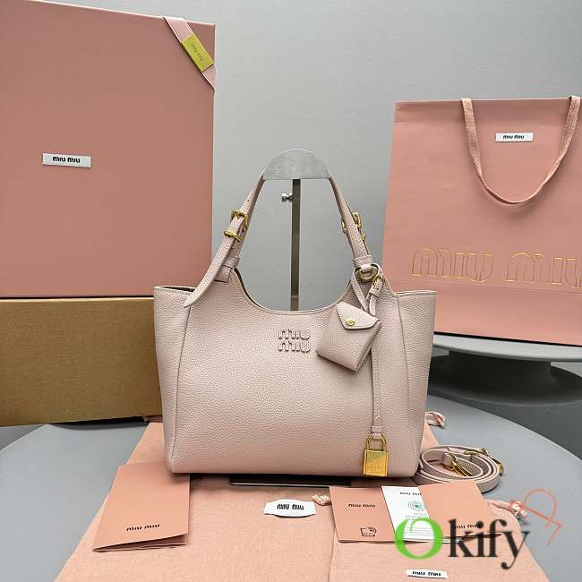 Okify MiuMiu Leather Handbag In Light Pink 26x17x13cm - 1