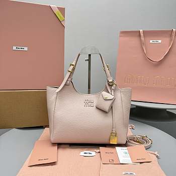 Okify MiuMiu Leather Handbag In Light Pink 26x17x13cm