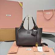 Okify MiuMiu Leather Handbag In Dark Brown 26x17x13cm - 1