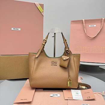 Okify MiuMiu Leather Handbag In Brown 26x17x13cm