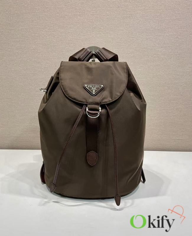 Okify Prada Small Brown Backpack 1BZ0197 35x25x15cm  - 1