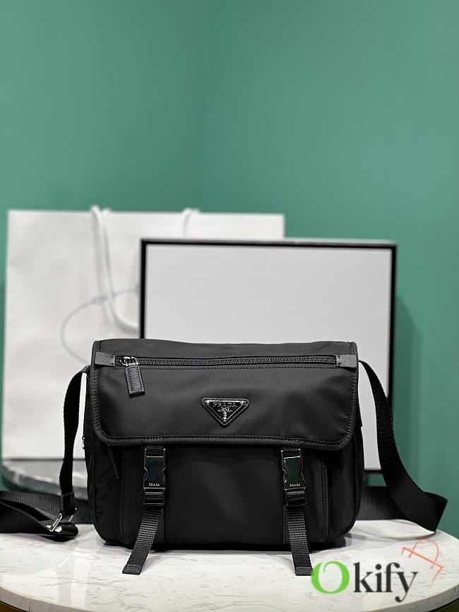 Okify Prada Re-Nylon Shoulder Bag In Black 1BD953 27x20.5x12cm - 1