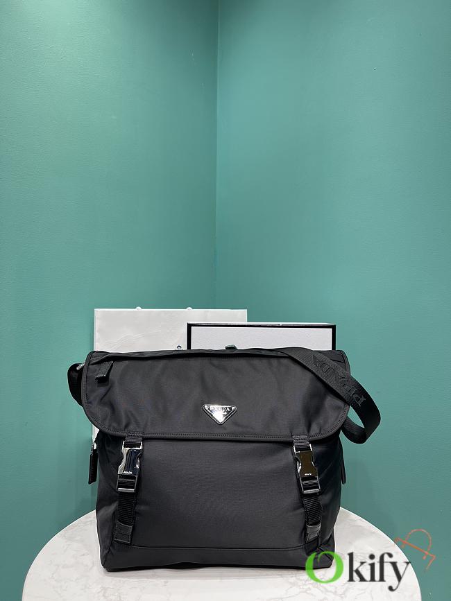 Okify Prada Re-Nylon And Saffiano Leather Shoulder Bag In Black 2VD052 30x27.5x14.5cm - 1