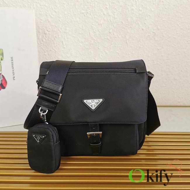 Okify Prada Re-Nylon Shoulder Bag In Black 1BD994 25x22x10cm - 1