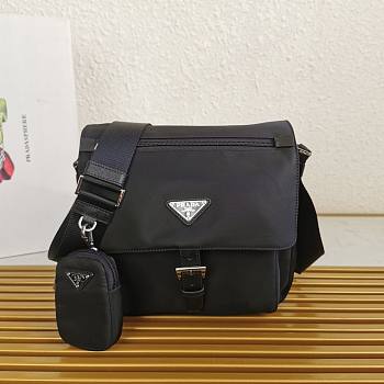 Okify Prada Re-Nylon Shoulder Bag In Black 1BD994 25x22x10cm