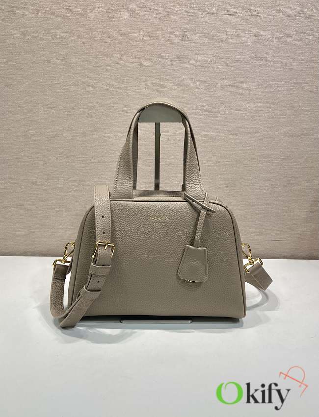 Okify Prada Medium Leather Top Handle Bag In Gray 1BB149 28x20x13cm - 1