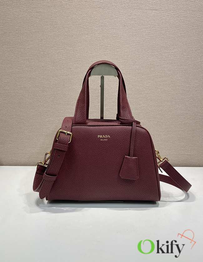 Okify Prada Medium Leather Top Handle Bag In Red 1BB149 28x20x13cm - 1