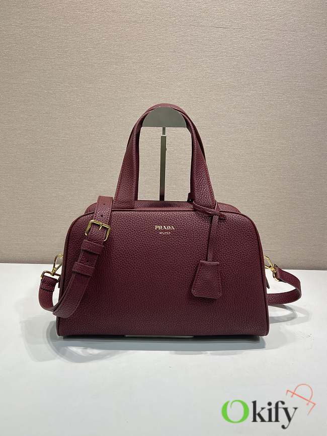 Okify Prada Large Leather Top Handle Bag In Red 1BB148 33x22x14cm - 1