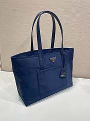 Okify Prada Re-Edition 1978 Medium Re-Nylon And Saffiano Leather Tote Bag In Blue 1BG555 35x26x25cm - 6
