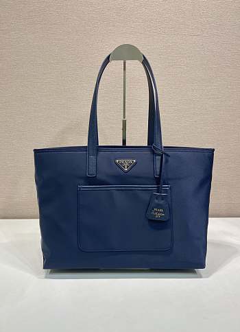 Okify Prada Re-Edition 1978 Medium Re-Nylon And Saffiano Leather Tote Bag In Blue 1BG555 35x26x25cm