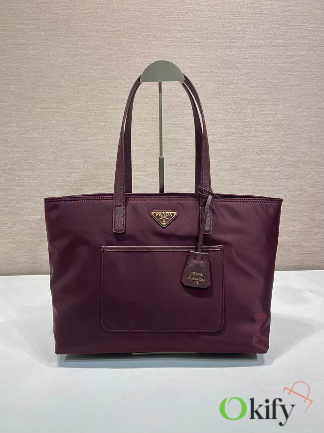 Okify Prada Re-Edition 1978 Medium Re-Nylon And Saffiano Leather Tote Bag In Red 1BG555 35x26x25cm - 1