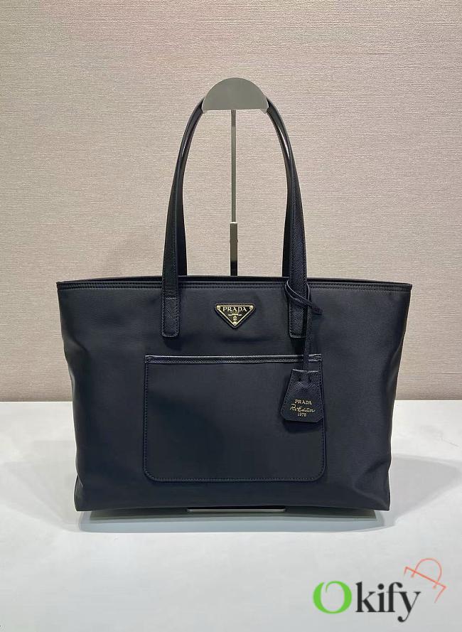 Okify Prada Re-Edition 1978 Medium Re-Nylon And Saffiano Leather Tote Bag In Black 1BG555 35x26x25cm - 1