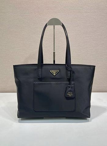 Okify Prada Re-Edition 1978 Medium Re-Nylon And Saffiano Leather Tote Bag In Black 1BG555 35x26x25cm