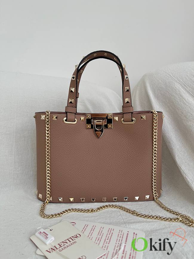 Okify Valentino Garavani Rockstud Small Bag In Brown 23x15.5x6cm - 1
