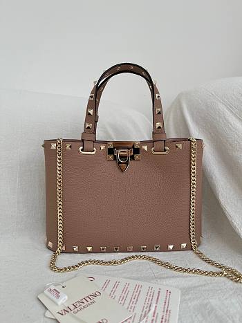 Okify Valentino Garavani Rockstud Small Bag In Brown 23x15.5x6cm