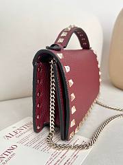 Okify Valentino Rockstuds Wallet On Chain WOC In Dark Red 20x4.5x11.5cm - 6