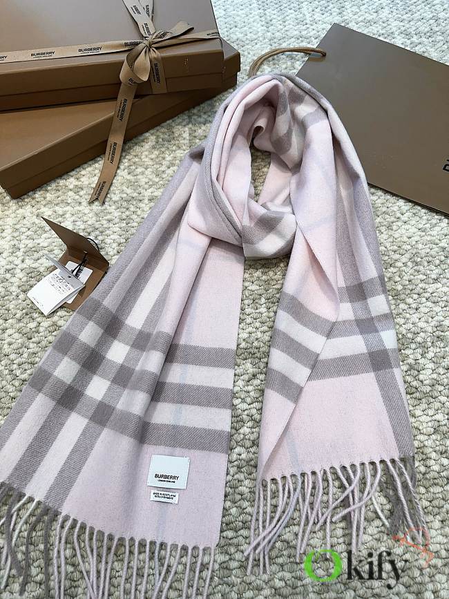 Okify Burberry Light Pink Cashmere Scarf 30x168cm - 1