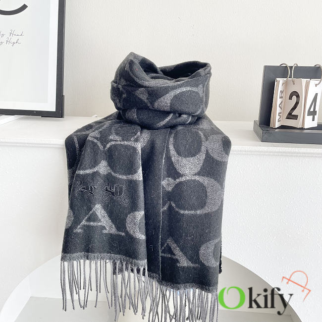 Okify Coach Gray Wool Scarf 195x53cm - 1