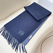 Okify Loewe Dark Blue Cashmere Scarf 180x38cm - 6