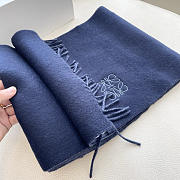 Okify Loewe Dark Blue Cashmere Scarf 180x38cm - 5