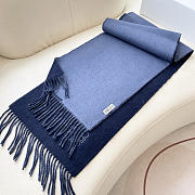 Okify Loewe Dark Blue Cashmere Scarf 180x38cm - 3
