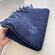Okify Loewe Dark Blue Cashmere Scarf 180x38cm - 4