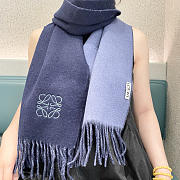 Okify Loewe Dark Blue Cashmere Scarf 180x38cm - 1