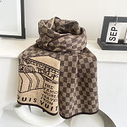Okify Louis Vuitton Brown Cashmere Scarf 180x32cm - 5