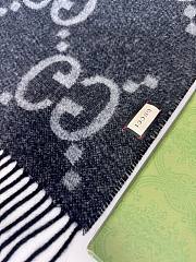 Okify Gucci Black Cashmere Tassels Scarf 200x45cm - 3