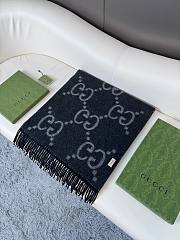 Okify Gucci Black Cashmere Tassels Scarf 200x45cm - 2
