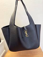 Okify YSL LE 5 À 7 Bea Bag In Black Grained Leather 50x28x18cm - 1