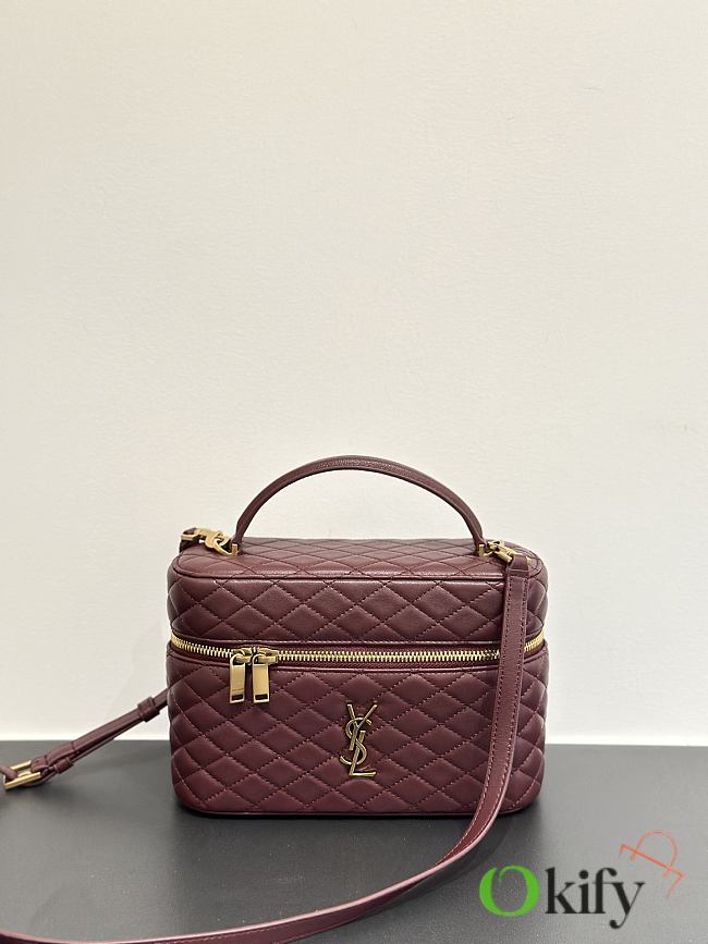 Okify YSL Gaby Vanity Bag In Dark Red Lambskin 22.5x15x8cm - 1