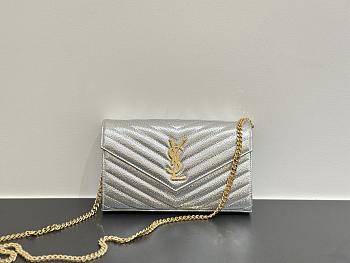Okify YSL Envelope Wallet On Chain Bag In Silver 22x14x4cm