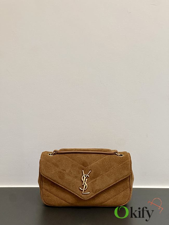 Okify YSL Loulou Bag In Brown Suede 20x12x6cm - 1