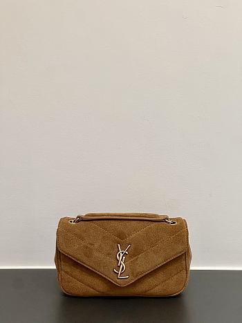 Okify YSL Loulou Bag In Brown Suede 20x12x6cm