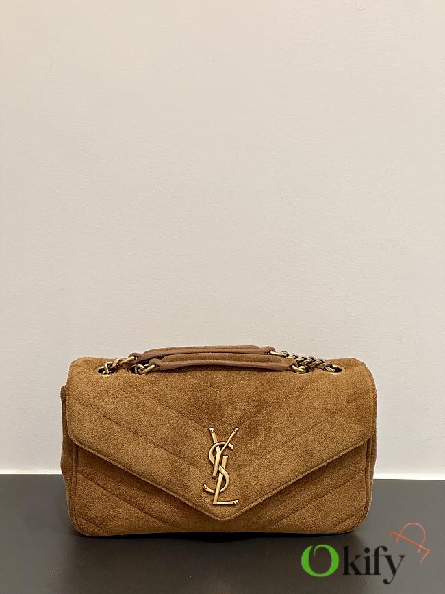 Okify YSL Loulou Bag In Brown Suede 24x14x7cm - 1
