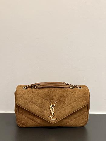 Okify YSL Loulou Bag In Brown Suede 24x14x7cm