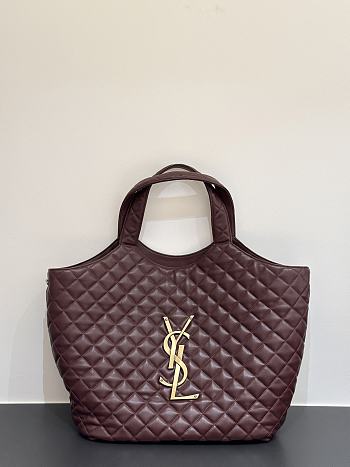 Okify YSL Icare Maxi Shopping Bag In Dark Red Lambskin 38x58x43x8cm