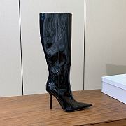 Okify Amina Muaddi Black Pointed Toe High Heeled Boots 10cm - 4