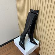 Okify Amina Muaddi Black Pointed Toe High Heeled Boots 10cm - 1