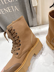 Okify Celine Retro Brown Lace-up Platform Boots - 2