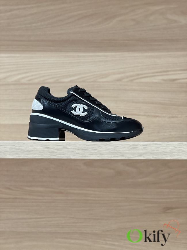 Okify CC Black High Heeled Sneakers For Women 6cm - 1