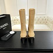 Okify CC Beige Suede Knee High Boots With Black Toe 8.5cm - 4