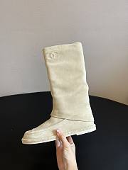 Okify CC White Suede Knee High Boots  - 3