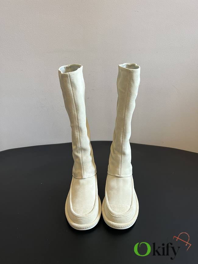 Okify CC White Suede Knee High Boots  - 1