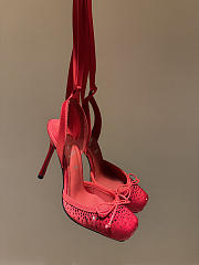 Okify Christian Louboutin Red Satin Ballet Heels With Crystal 11cm - 2