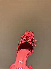 Okify Christian Louboutin Red Satin Ballet Heels With Crystal 11cm - 5