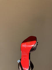 Okify Christian Louboutin Dark Brown Satin Ballet Heels With Crystal 11cm - 5
