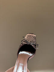 Okify Christian Louboutin Dark Brown Satin Ballet Heels With Crystal 11cm - 4