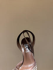 Okify Christian Louboutin Dark Brown Satin Ballet Heels With Crystal 11cm - 2